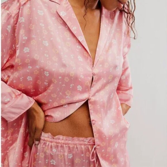 NWT Free People Dreamy Days Pink Floral Pajama Set Size XS PJ Set - Picture 4 of 6